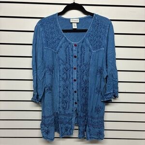 Catherines Blue Button-Down Blouse